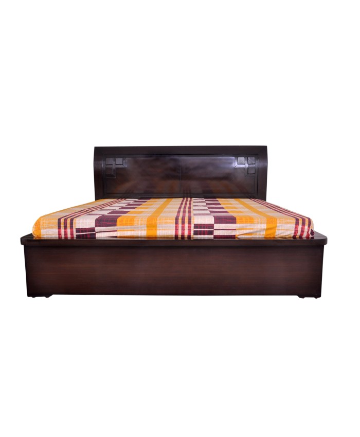 Espresso Wooden Double Bed With Storage Boxes 